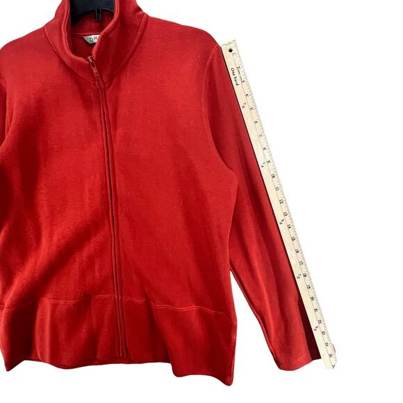 Orvis Jacket Womens Large Rust Orange Full Zip Pockets Casual Cotton Sweatshirt - Picture 8 of 14